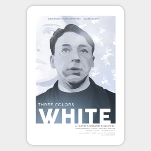 Three Colors: White alternative movie poster - Krzysztof Kieslowski, Julie Delpy, Zbigniew Zamachowski Sticker